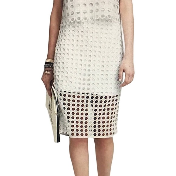 Banana Republic Dresses & Skirts - Banana Republic White Dot Pencil overlay midi skirt size 8